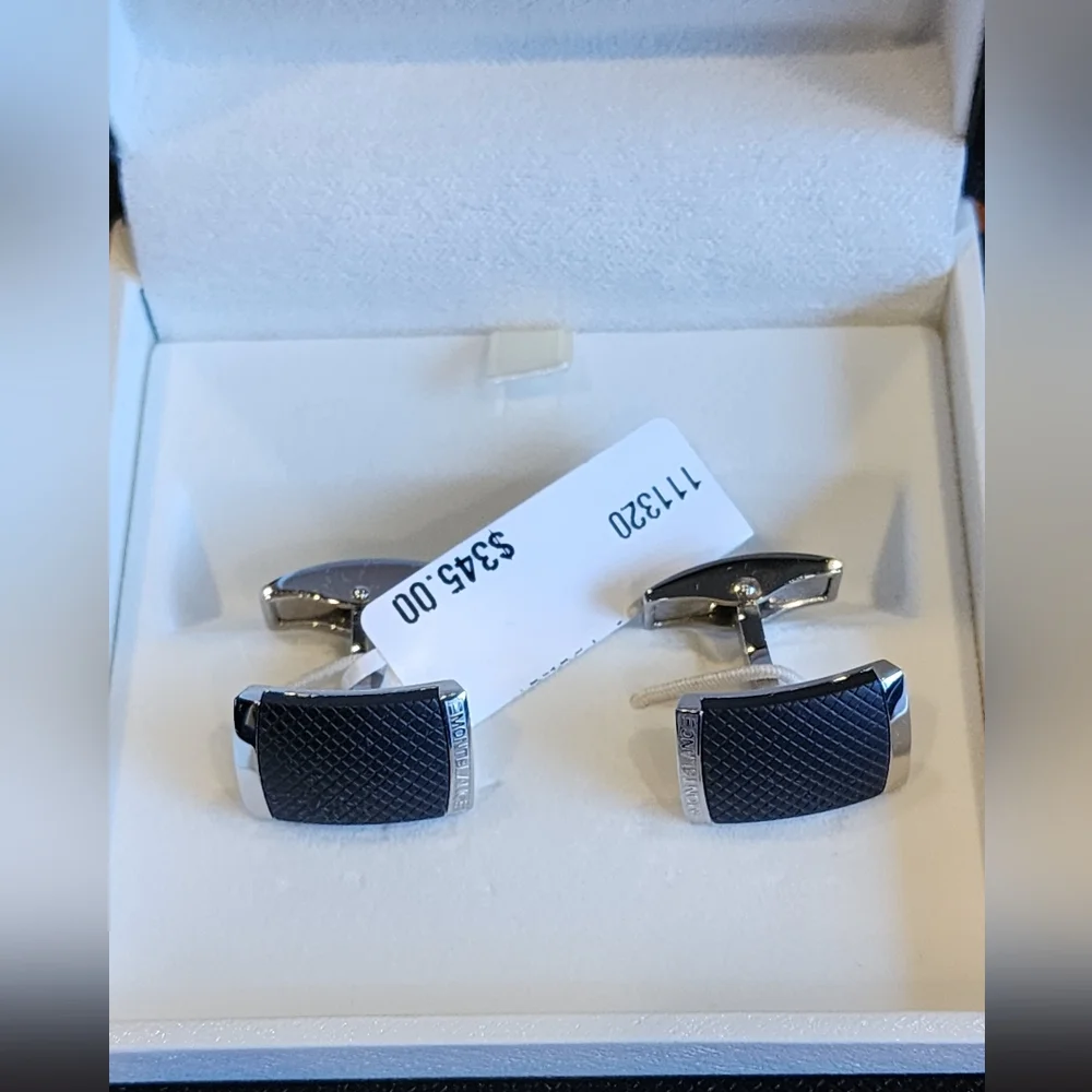 $430 New 100% Auth Montblanc Cufflinks Stainless Steel with black PVD